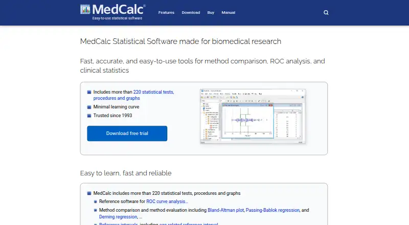 The MedCalc homepage
