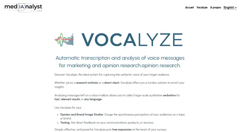 The Vocalyze homepage