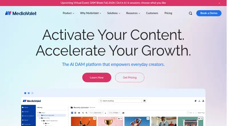 The MediaValet homepage
