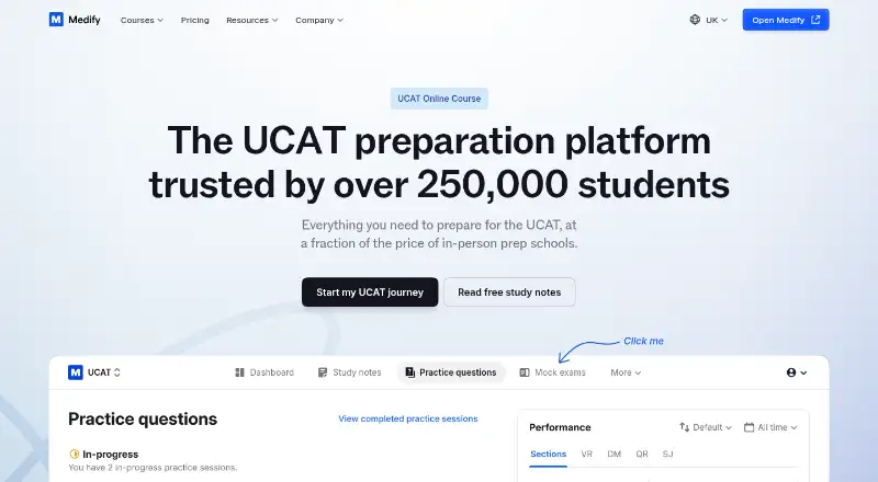 The Medify homepage