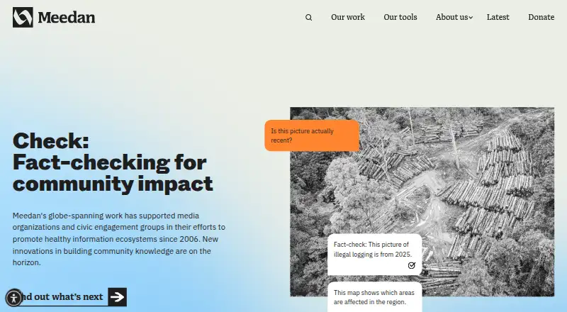 The Meedan Check homepage