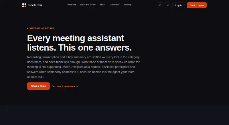 The MeetCrew homepage