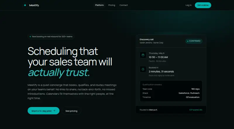 The Meetify homepage