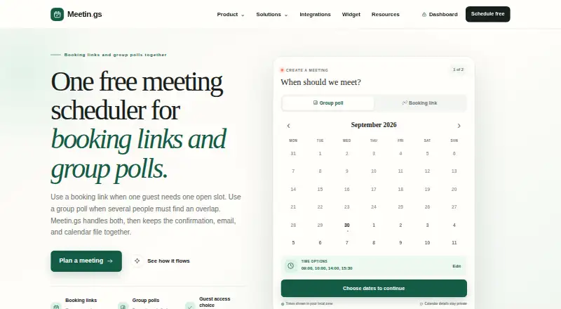 The Meetin.gs homepage