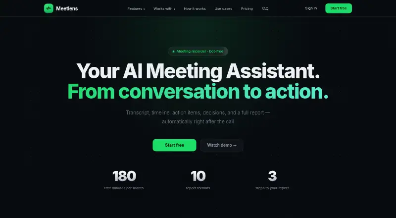 The Meetlens homepage