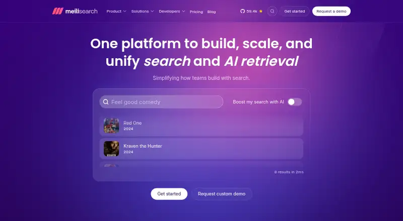 The Meilisearch homepage