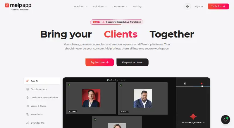 The Melp homepage