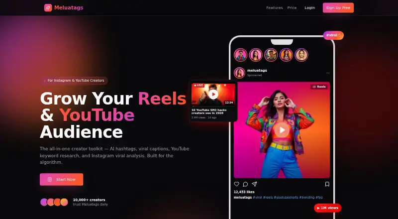 The Meluatags homepage