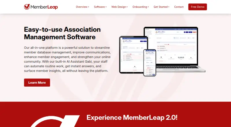 The MemberLeap homepage