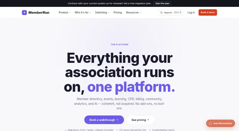 The MemberRun homepage