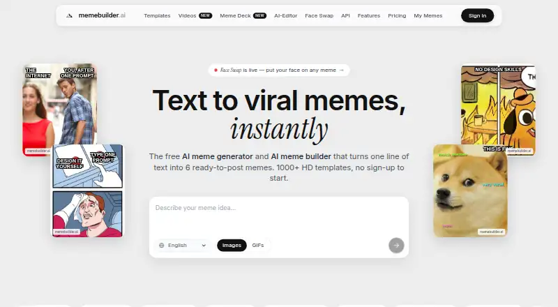 The Memebuilder.ai homepage