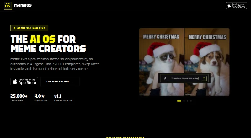 The memeOS homepage