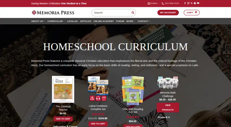 The Memoria Press homepage