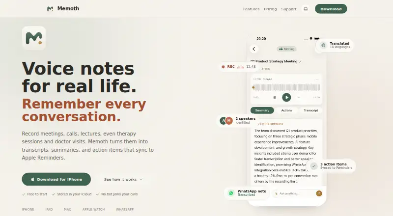 The Memoth homepage