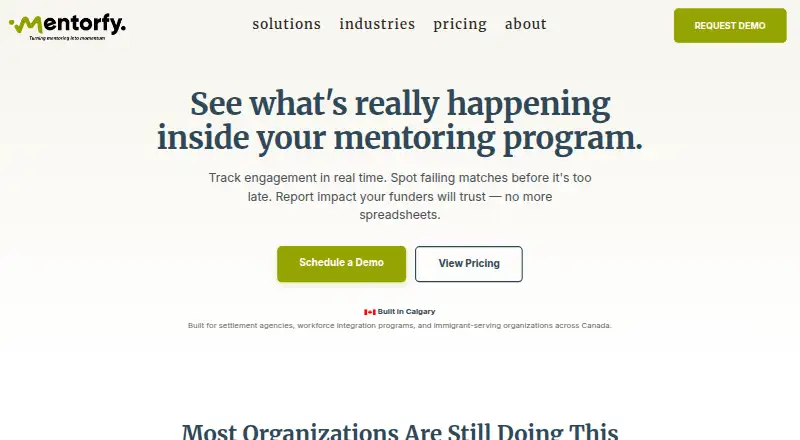 The Mentorfy homepage