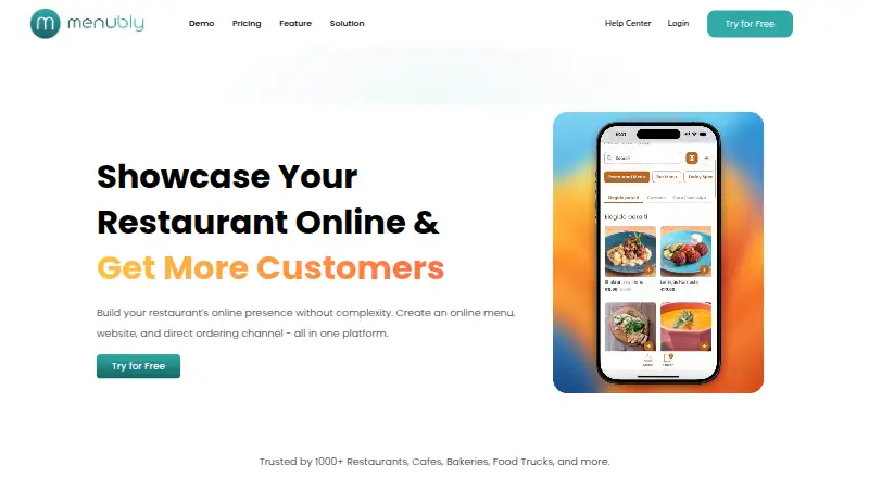 The Menubly homepage
