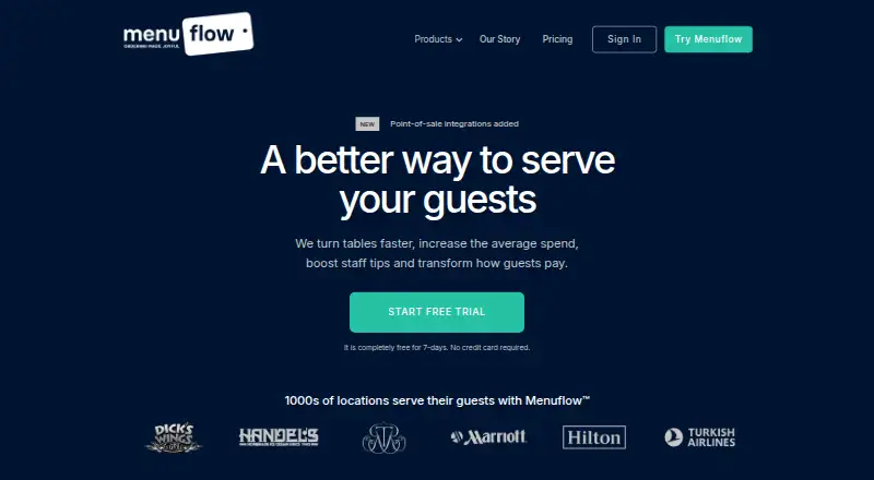 The Menuflow homepage