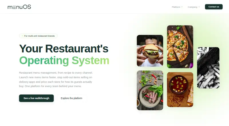 The menuOS homepage