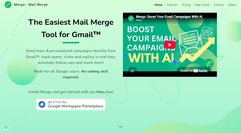 The Mergo homepage