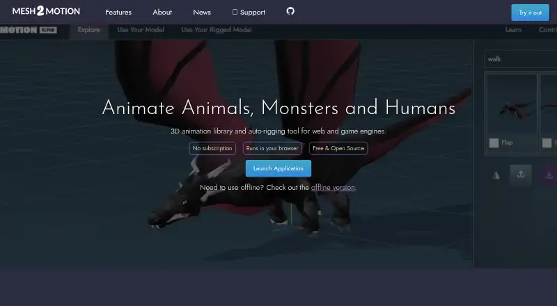 The Mesh2Motion homepage