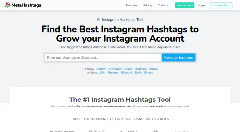 The MetaHashtags homepage