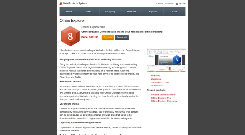 The Offline Explorer homepage