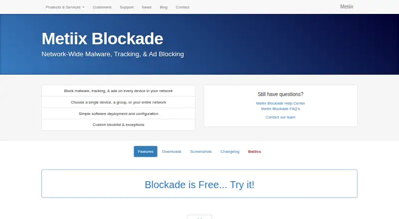 The Metiix Blockade homepage