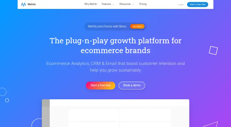 The Metrilo homepage