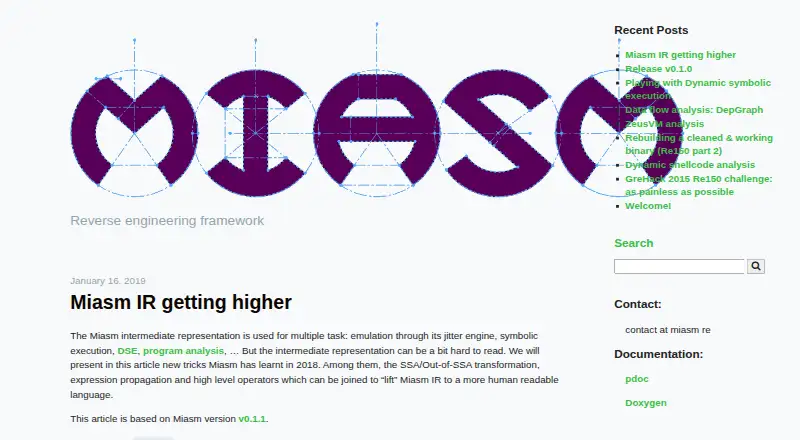 The Miasm homepage