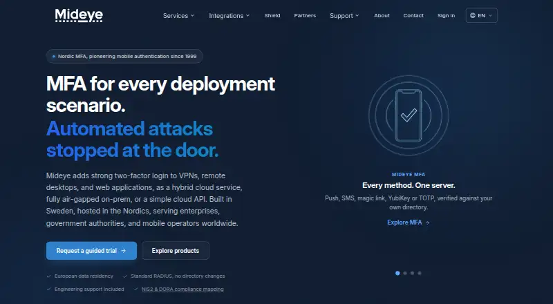 The Mideye Server homepage