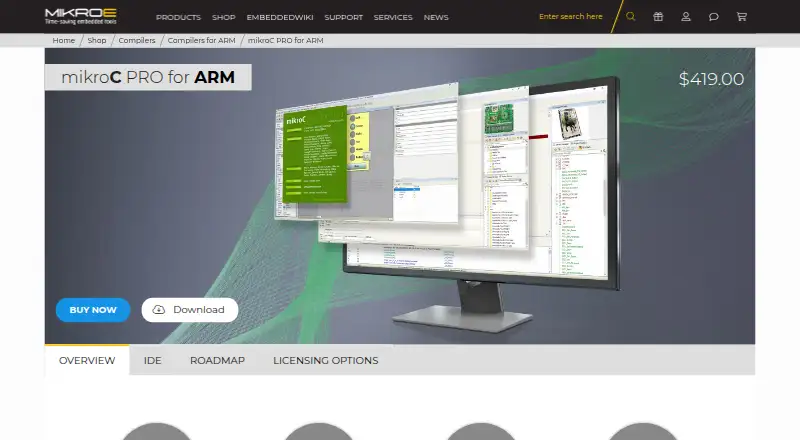 The mikroC PRO for ARM homepage