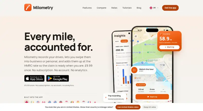 The Milometry homepage
