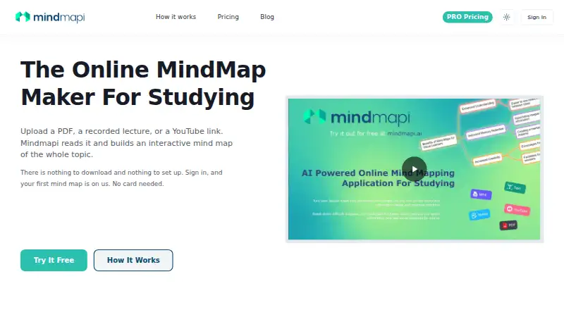 The Mindmapi homepage