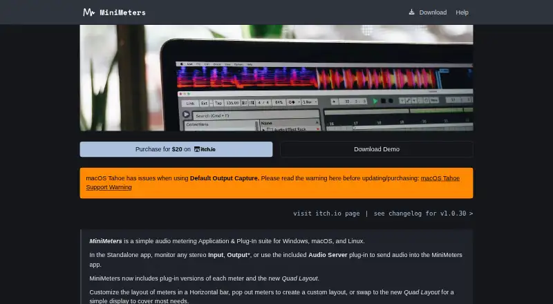 The MiniMeters homepage
