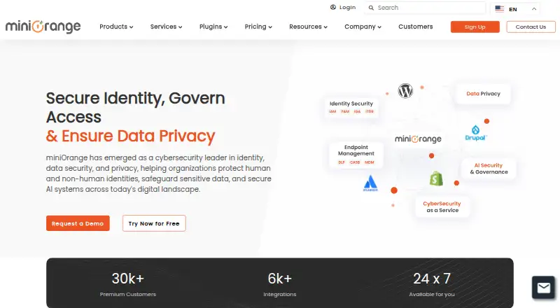 The miniOrange Authenticator homepage