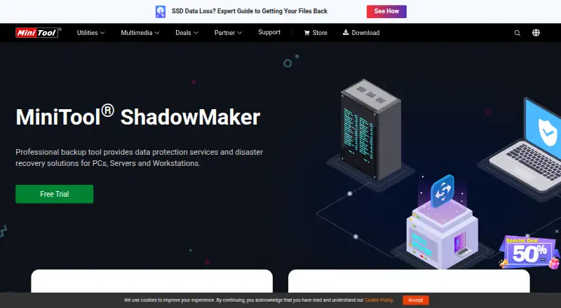The MiniTool ShadowMaker homepage