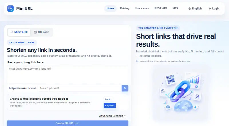 The MiniURL homepage
