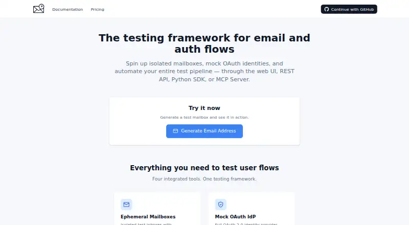 The MinuteMail homepage