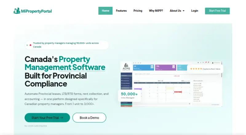 The Mi Property Portal homepage