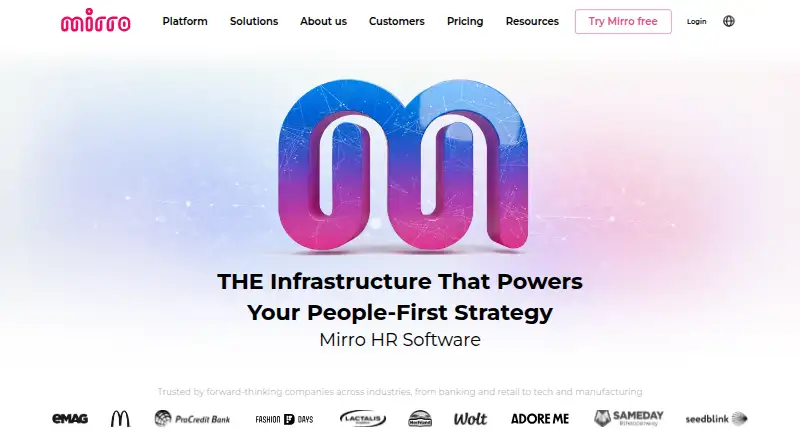 The Mirro homepage