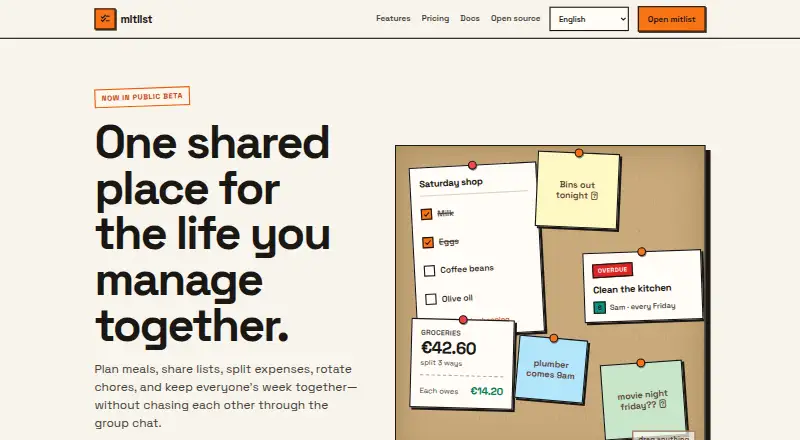 The mitlist homepage