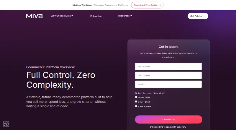The Miva homepage