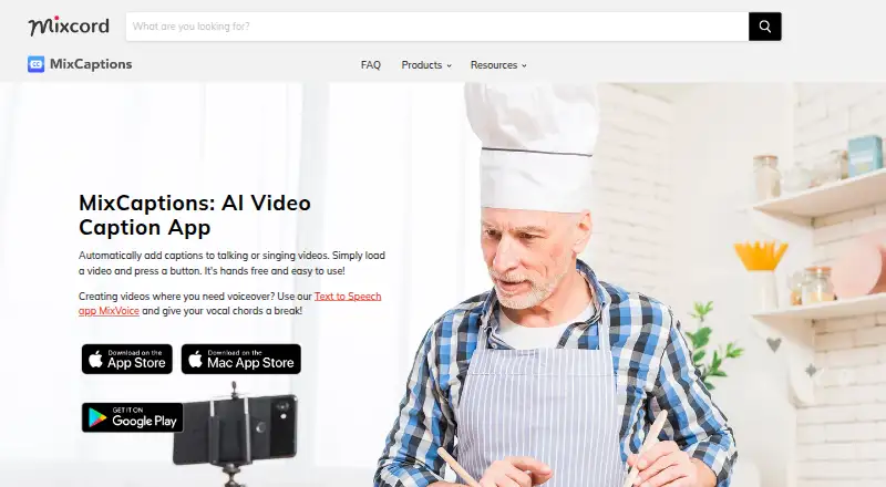 The MixCaptions homepage