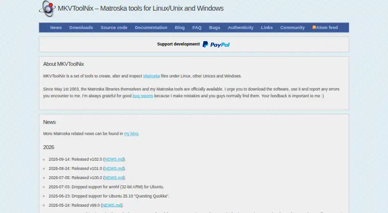 The MKVToolNix homepage