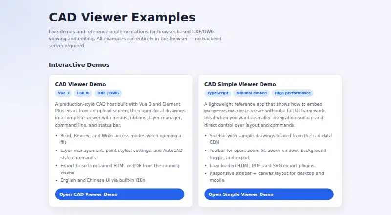 The CAD Viewer homepage