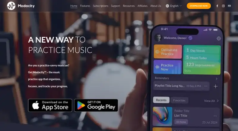 The Modacity homepage