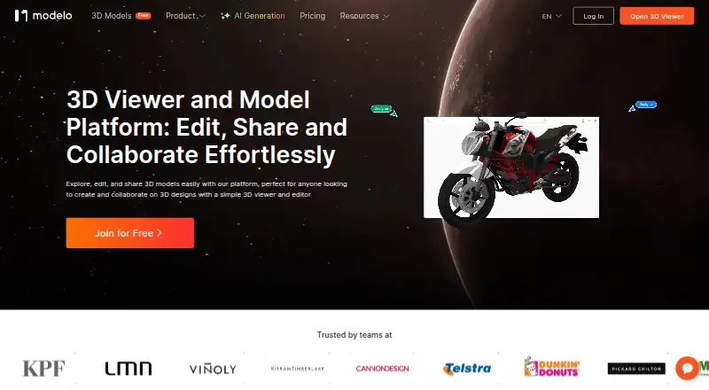 The Modelo homepage