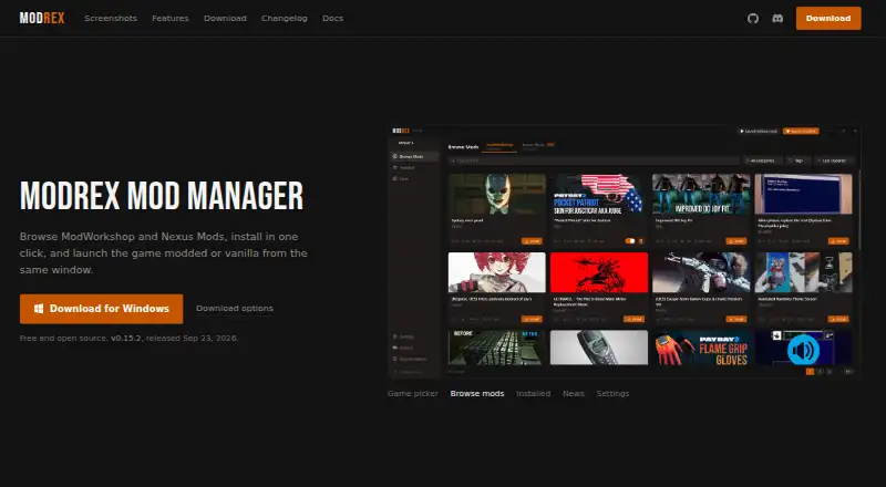 The Modrex homepage
