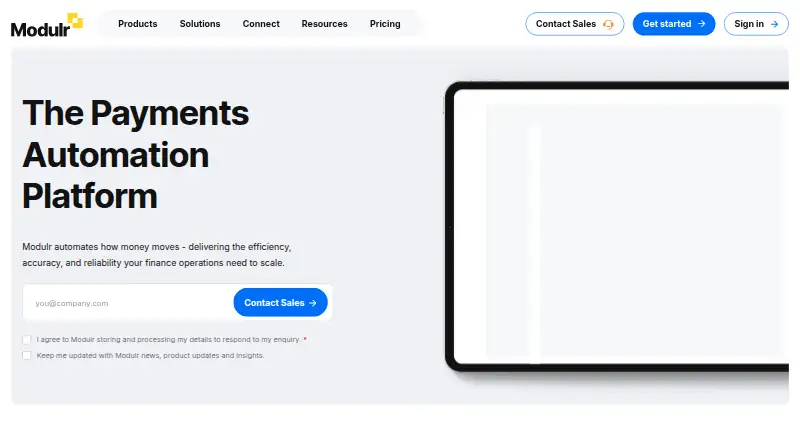 The Modulr homepage