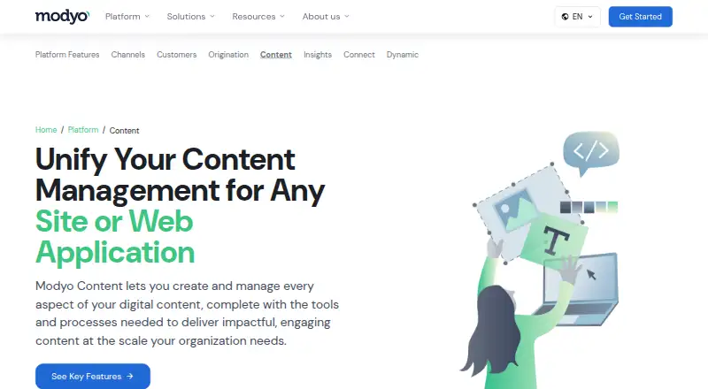 The Modyo Content homepage